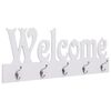 vidaXL Wieszak ścienny na płaszcze WELCOME, biały, 74 x 29,5 cm