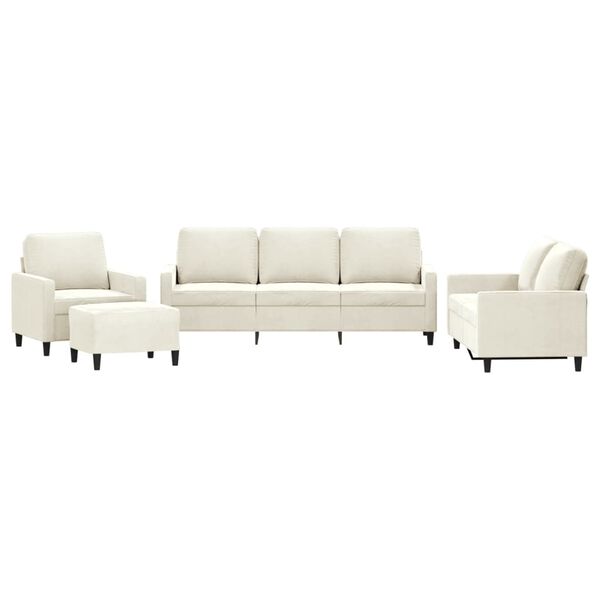 vidaXL 4-cz. komplet wypoczynkowy z poduszkami, kremowy, aksamit