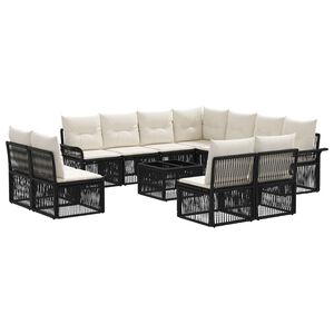 vidaXL Zestaw Sof na Ogr&oacute;d 12 pcs Czarny polirattan