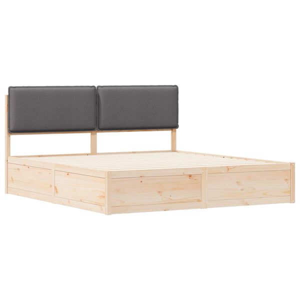 vidaXL Ramka ł&oacute;żka z tapicerowanym wezgłowiem Ciemnoszary 200 x 200 cm