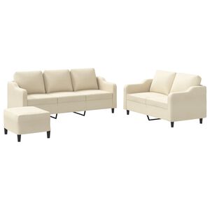 vidaXL 3-częściowy komplet wypoczynkowy, obity tkaniną, kremowa