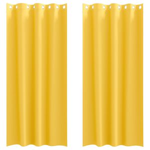 vidaXL Firany blackout z k&oacute;łkami 2 szt. Musztardowy ż&oacute;łty 245 x 140 cm
