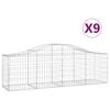 vidaXL Kosze gabionowe, 9 szt, 200x50x60/80 cm, galwanizowane żelazo