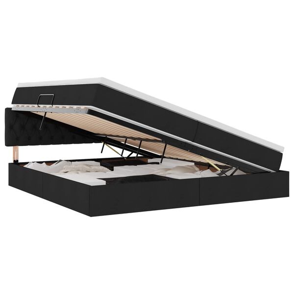 vidaXL Ł&oacute;żko z miejscem na przechowywanie i LED Czarny 200 x 200 cm