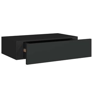 vidaXL P&oacute;łka ścienna z szufladą, czarna, 40 x 23,5 x 10 cm, MDF