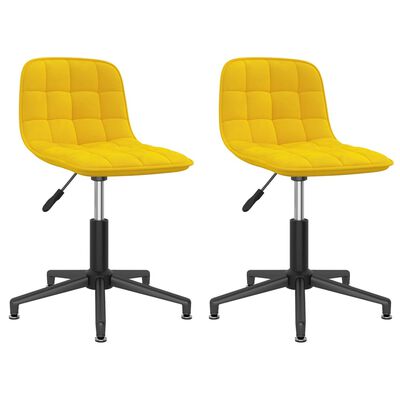 vidaXL Obrotowe krzesła stołowe, 2 szt., żółte, aksamitne