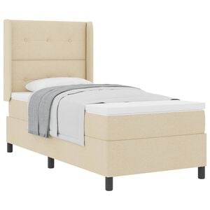 vidaXL Ł&oacute;żko sprężynowe z materacem Kremowy 200 x 90 cm tkanina