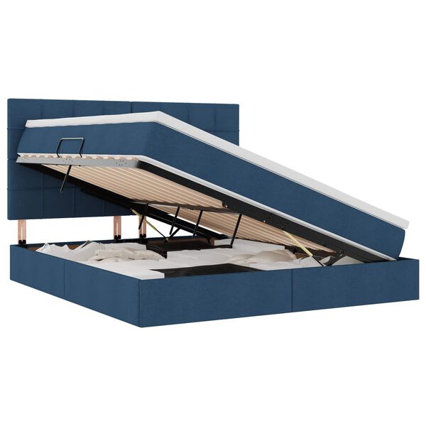 vidaXL Ł&oacute;żko z miejscem na przechowywanie i LED Niebieski 160 x 200 cm