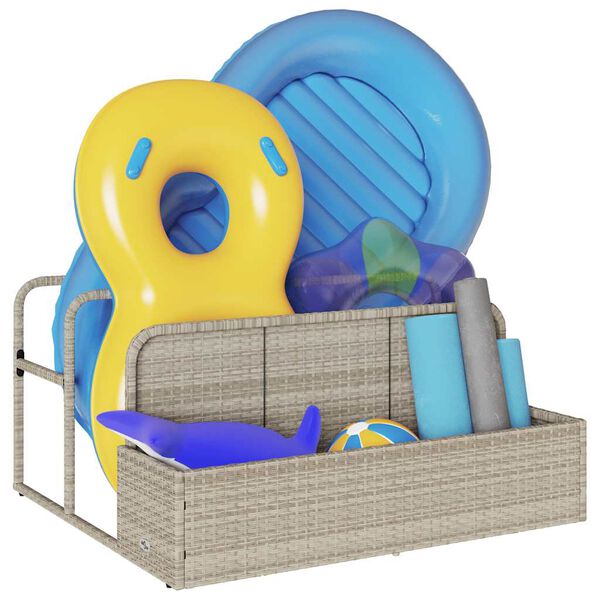 vidaXL Poolside Float Storage Jasnoszary 110x100x57 cm Polirattan