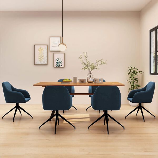 vidaXL Krzesła stołowe, 6 szt., niebieskie, obite aksamitem