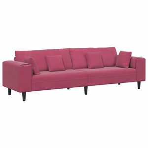 vidaXL Sofa z poduszką Czerwone wino 250 x 77 x 76 cm Aksamit