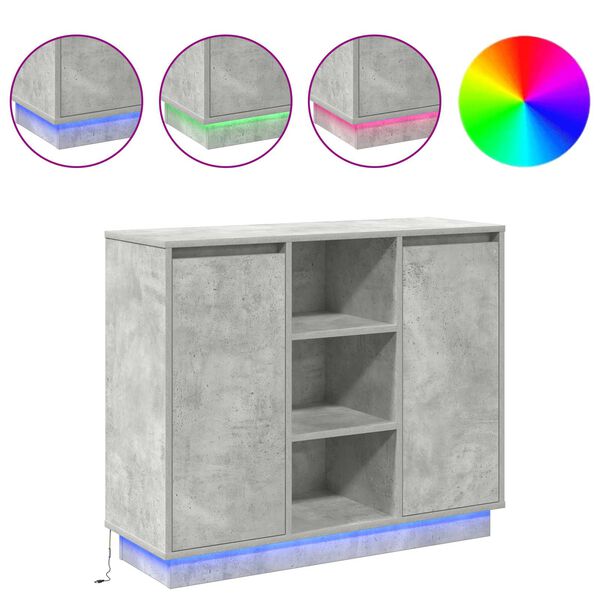 vidaXL Komoda LED Ze LED Lights Betonowy szary 90 x 32 x 75 cm