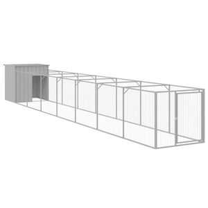 vidaXL Buda dla psa, z wybiegiem, jasnoszara, 110x813x110 cm, stal