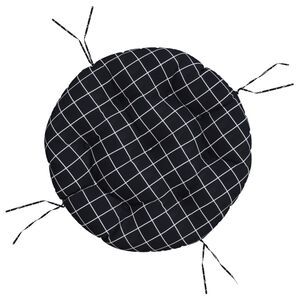 vidaXL Okrągła poduszka, czarna krata, &Oslash; 60 x 11 cm, tkanina Oxford