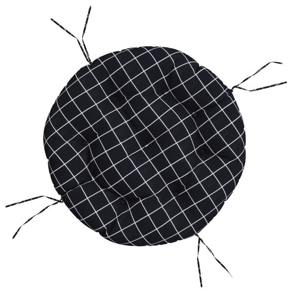 vidaXL Okrągła poduszka, czarna krata, &Oslash; 60 x 11 cm, tkanina Oxford