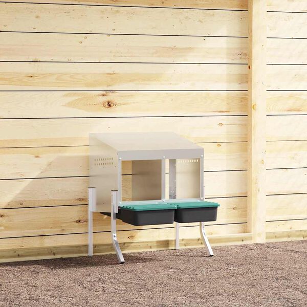 vidaXL Kurnik 2-komorowy z nóżkami, ocynkowana stal