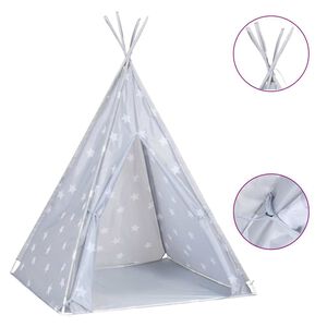 vidaXL Namiot tipi dla dzieci, torba, poliester, szary, 115x115x160 cm