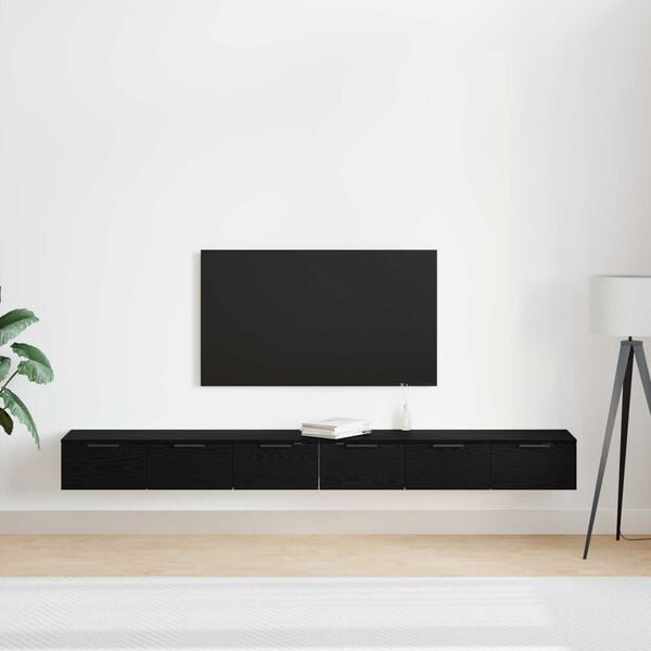 vidaXL Szafka wisząca z szufladą 2 pcs Czarny Dąb 102 x 30 x 20 cm