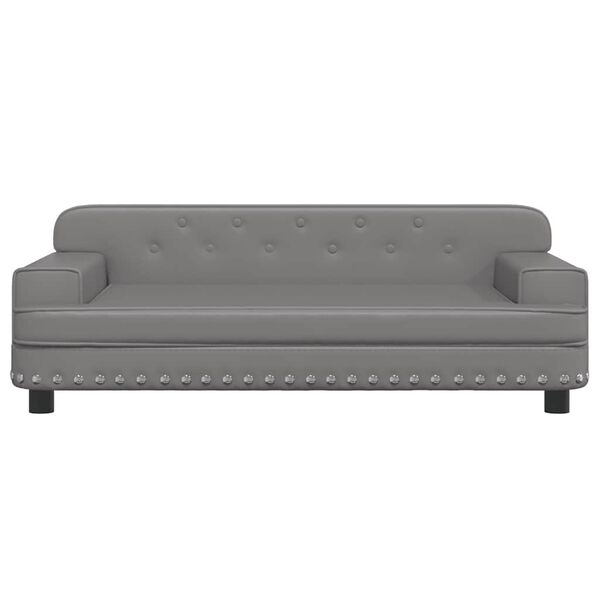 vidaXL Sofa dla dzieci, szara, 90x53x30 cm, sztuczna sk&oacute;ra