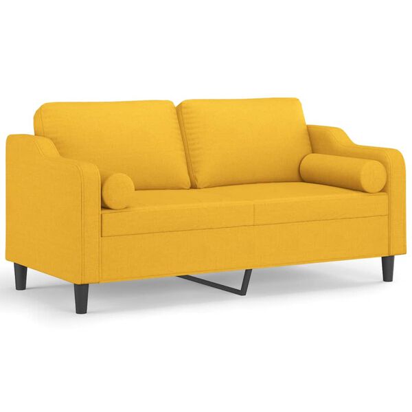 vidaXL 2-osobowa sofa wypoczynkowa z poduszkami, ż&oacute;łta, 140 cm