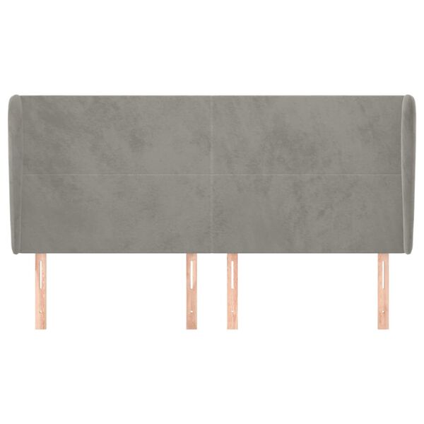 vidaXL Zagł&oacute;wek uszak, jasnoszary, 163x23x118/128 cm, aksamit