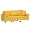 vidaXL 3-osobowa sofa z poduszkami, jasnoż&oacute;łta, 180 cm, aksamit