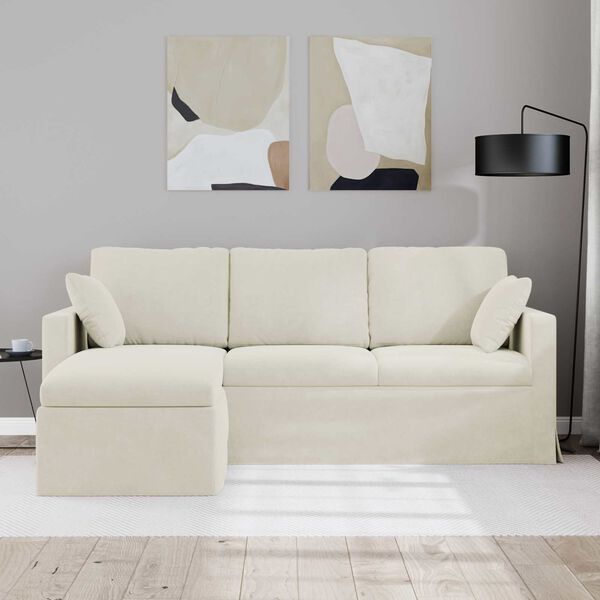 vidaXL Sofa Kremowy 198 x 134 x 80 cm Aksamit