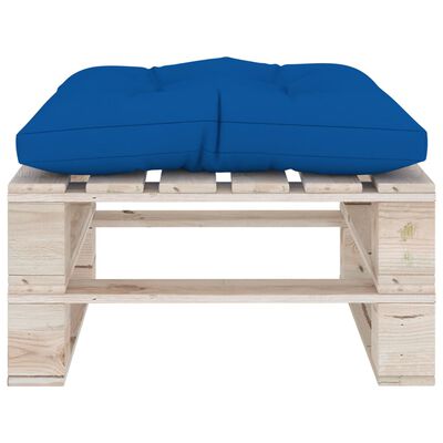 vidaXL Ogrodowy stołek z palet z kobaltową poduszką, drewno sosnowe