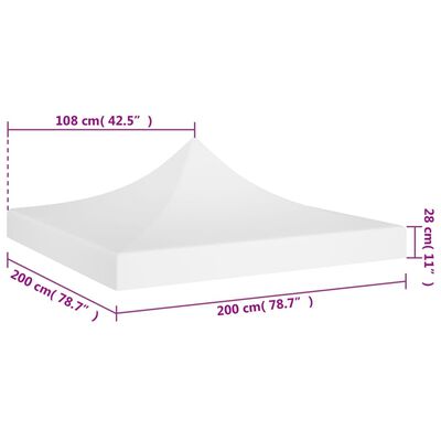 vidaXL Dach do namiotu imprezowego, 2 x 2 m, biały, 270 g/m²
