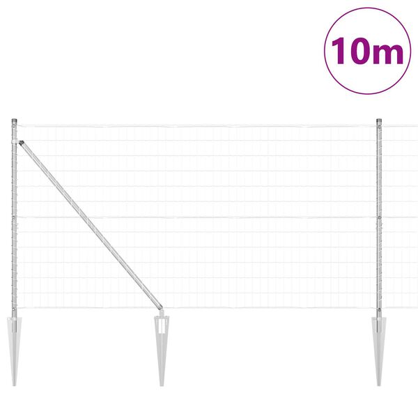vidaXL Ogrodzenie z słupkiem Srebrny 1,4 x 10 m Stal