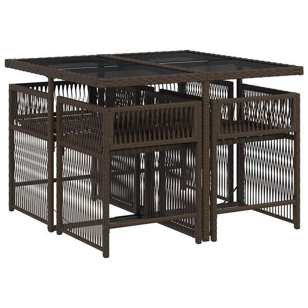 vidaXL 5-cz. zestaw mebli ogrodowych z poduszkami, brązowy, polirattan