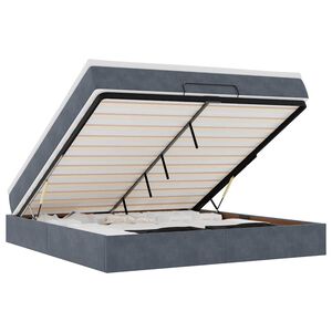 vidaXL Rama ł&oacute;żka otomana z materacem, szara, 180x200 cm, aksamit