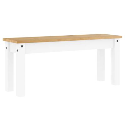 vidaXL Ławka stołowa Panama, biała, 105x30x45 cm, lite drewno sosnowe