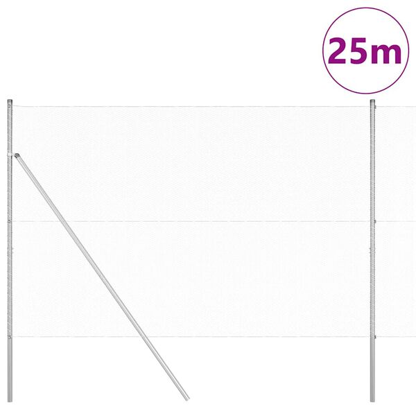 vidaXL Słupek ogrodzeniowy. Srebrny 25 x 1,5 m (siatka 13 mm) Stal