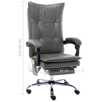 vidaXL Krzesło biurowe z funkcją masażu, antracytowe, sztuczna skóra