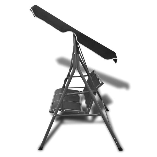 vidaXL Huśtawka ogrodowa z zadaszeniem, czarna