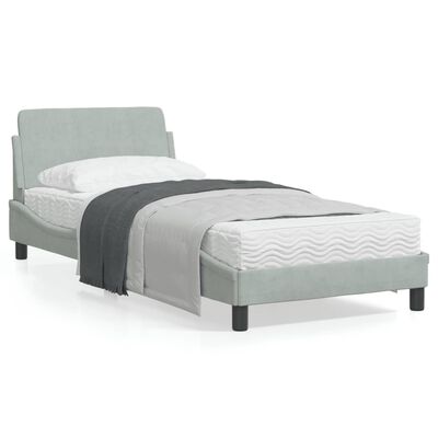 vidaXL Rama łóżka z zagłówkiem, jasnoszara, 80x200 cm, aksamitna