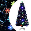vidaXL Choinka ze śnieżynkami LED, czarna, 150 cm, światłowodowa