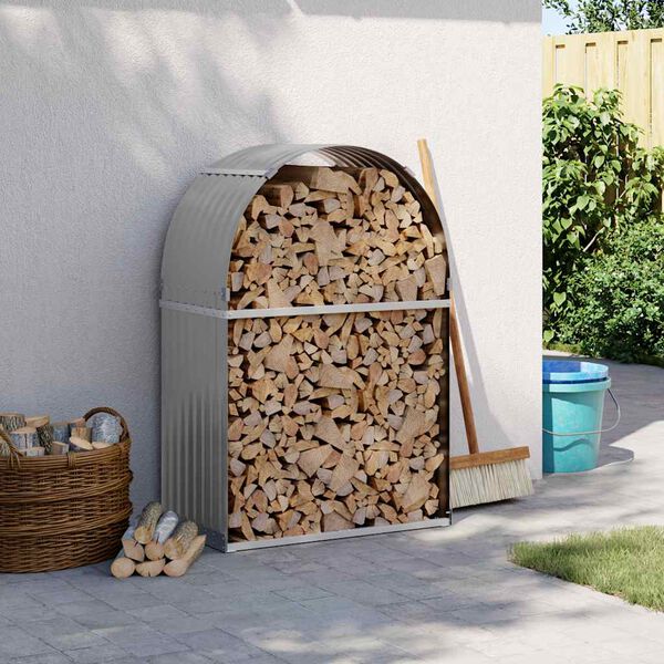 vidaXL Stojak na drewno, jasnoszary, 80x45x120 cm, stal galwanizowana