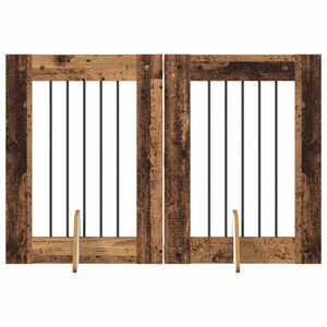 vidaXL Bramka dla ps&oacute;w z podp&oacute;rkami 2 pcs Stare drewno 60 x 80 cm