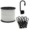 vidaXL Liny bungee z hakami 10 mm 50 m Czarny i Biały PP i guma
