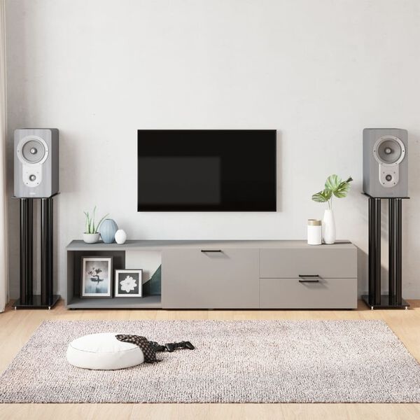 vidaXL Stojaki pod głośniki, 2 szt., czarne, szkło hartowane, 4 słupki