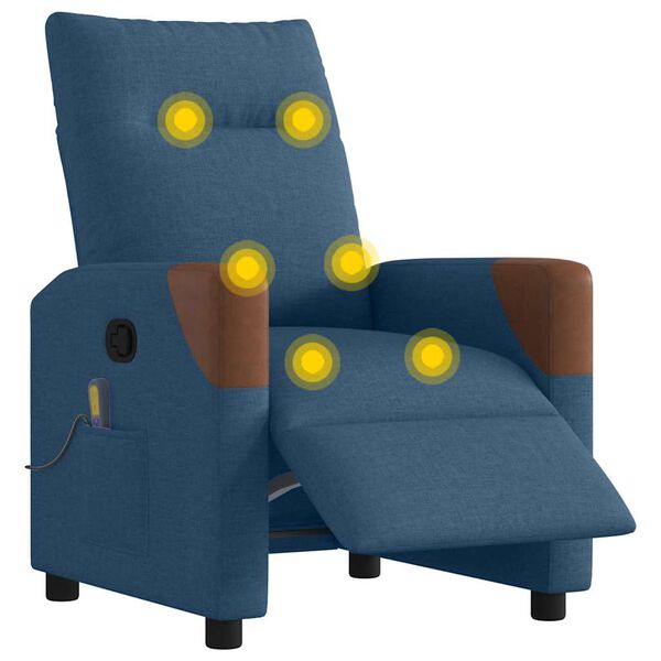 vidaXL Elektryczny, rozkładany fotel masujący, niebieski, tkanina