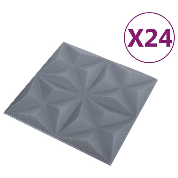 vidaXL Panele ścienne 24 pcs Origami szare 50 x 50 cm Pianka XPS