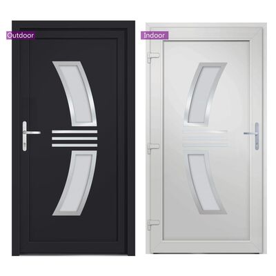vidaXL Drzwi wejściowe, antracytowe, 108x200 cm, PVC