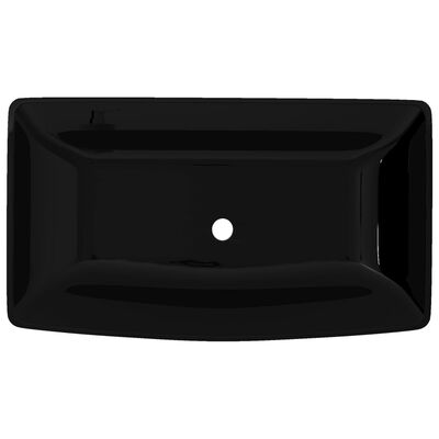 vidaXL Zlew łazienkowy, ceramiczny, czarny, prostokątny