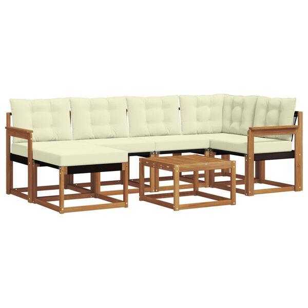 vidaXL Zestaw sof na zewnątrz z poduszką 7 pcs Naturalny i Kremowy