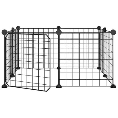 vidaXL Klatka dla zwierząt z bramką, 8 paneli, czarna, 35x35 cm, stal