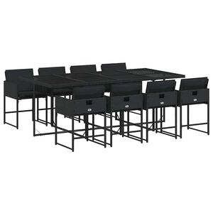 vidaXL 9-cz. zestaw mebli ogrodowych z poduszkami, czarny, rattan PE