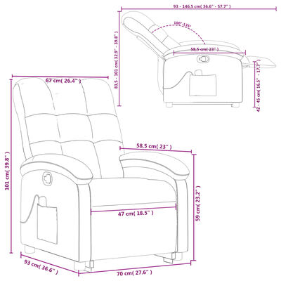 vidaXL Podnoszony fotel masujący, rozkładany, ciemnobrązowy, tkanina